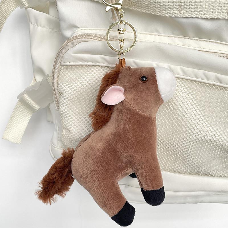 Cute Realistic Horse Plush Toy Keychain Backpack Accessory Couple Gift 13cm Short Plush