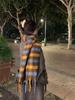 Women's Korean Mohair Plaid Scarf: Winter Thick Warm Imitation Cashmere Knitted Long Shawl