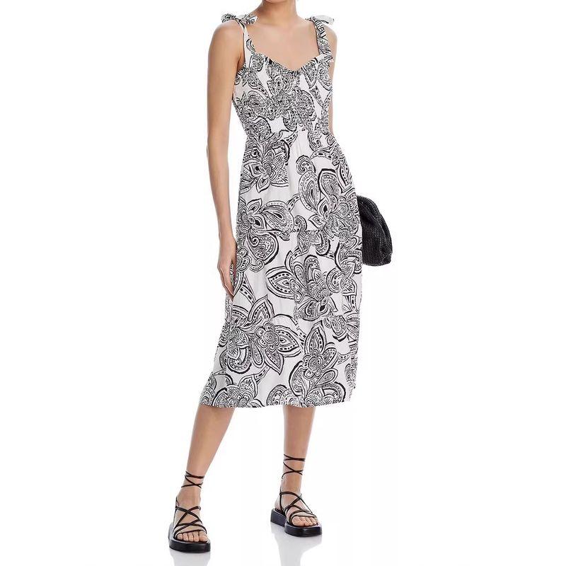 

Заказ внешней торговли 2025 Лето Новое AQ Контрастный цвет бинты слинг Большой подол платье Большой размер Длинное платье Black White 2XL