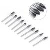 10pcs Tungsten Carbide Steel   Files Burr Set 3mm Shank 6mm Cutting Diameter Double Cut
