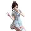 Korean Plaid Summer Patchwork Two-Piece: Short Sleeve Top & High Waist Skirt