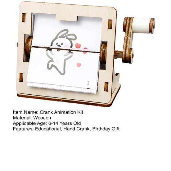 Hand Crank Animation Kit Toddlers Boys Girls Wooden Handmade Animation Machine Educational STEM Science Toy