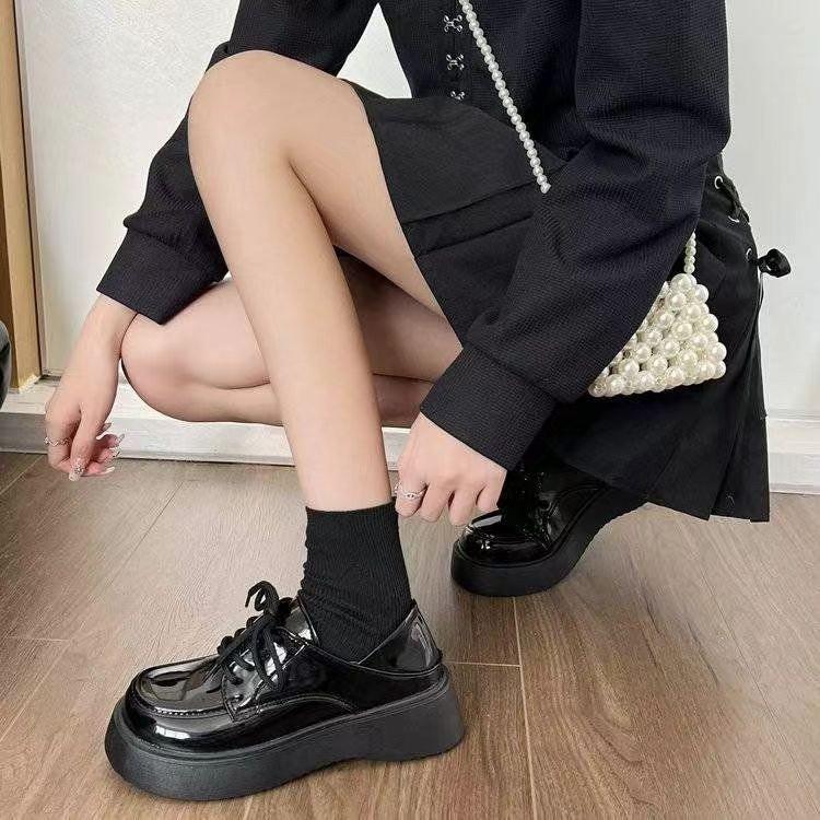 Platform-soled College British Style Jk Small Leather Shoes Women's 2025 New Autumn Explosion Black Work Loafers Single Shoes