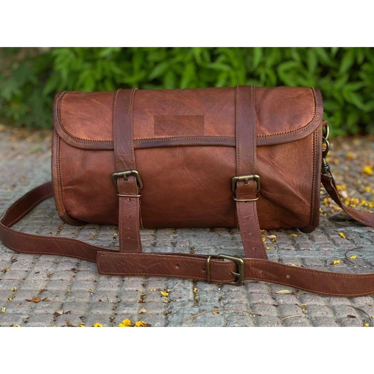 

Motorcycle Leather Large Tool Bag Luggage Saddle Bag Storage Tool Pouch 9 x 5 x 4 in