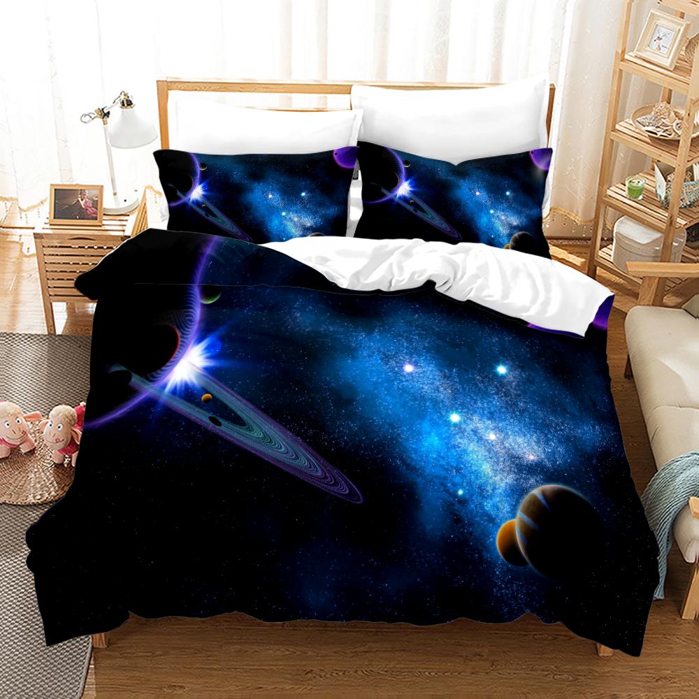 Space Galaxy Bedding Set Bedspread Single Twin Full Queen King Size Sky Milky Way Planet Bed Set Aldult Kid Duvetcover 06