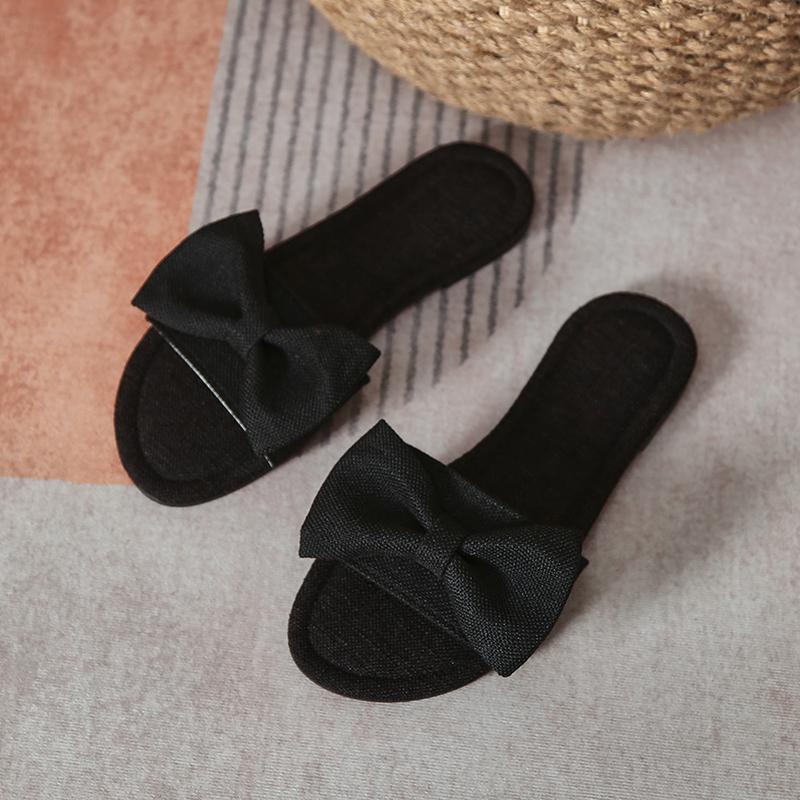 Fairy Style Bow Slippers for Women's Summer  New Large Flat Bottomed Minimalist Casual Beach Sandals