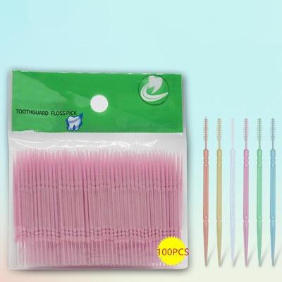 100 kusů oboustranných mezizubních párátek-kartáčků pro péči o ústní dutinu a dentální hygienu
