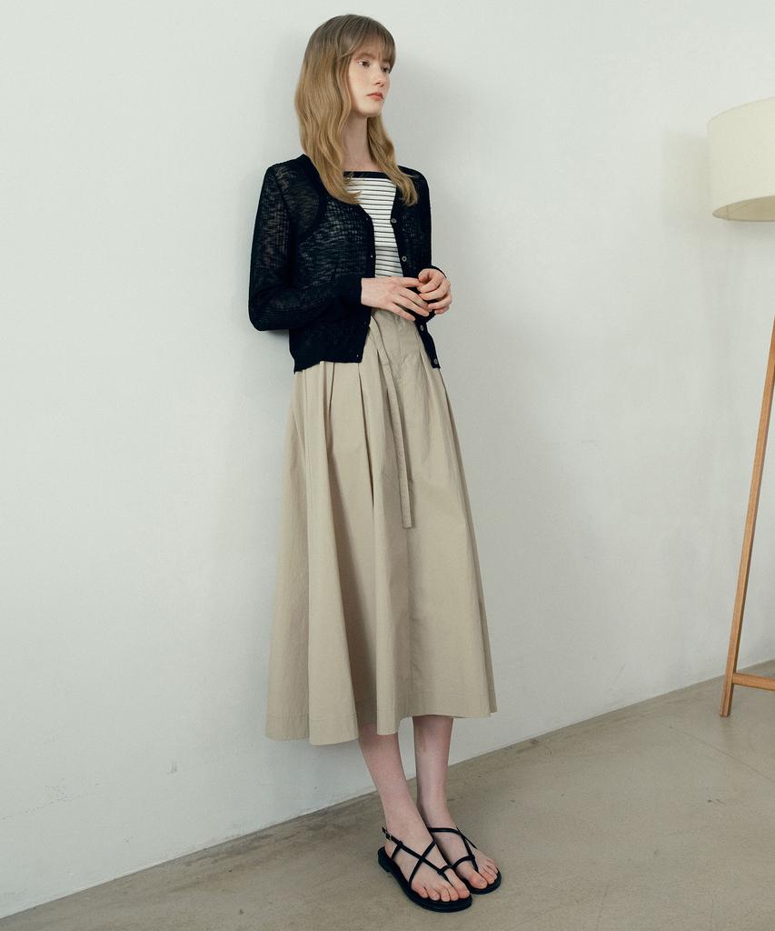 MIND BRIDGE WOMEN [W] Pleated Belted Elastic Skirt - 2 Colors