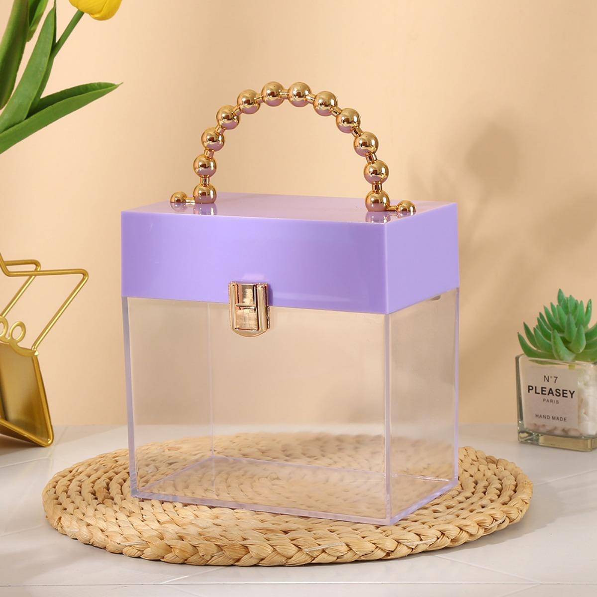 

Прозрачная акриловая пластиковая шкатулка для хранения украшений, кубические контейнеры с крышками для конфет, таблеток, крошечных украшений и шоколада, акриловые коробки для конфет фиолетовый