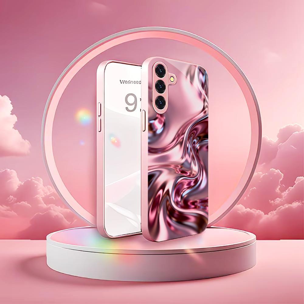 Metallisch pinke Textur Madam pink Glas Handyhülle für Samsung Galaxy S26 S25 S24 S23 S22 S21 FE Ultra Plus Stoßfest Weiblich