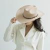 Big Head Circumference Wool Denim Hat Rivet Belt Wide-brimmed Outdoor Western Top Hat