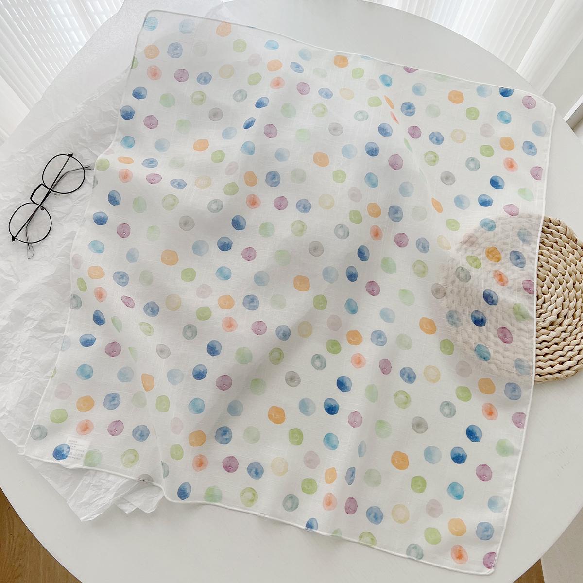 Summer Cotton And Linen Polka Dot Small Square Scarf Female Korean Version Foreign Versatile Scarf Headband Fashion Scarf Silk Scarf 58-58cm