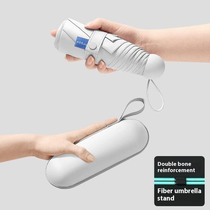 Capsule sun umbrella female sunscreen anti-ultraviolet sunshade umbrella dual-use mini five-fold ultra-light, compact and portable