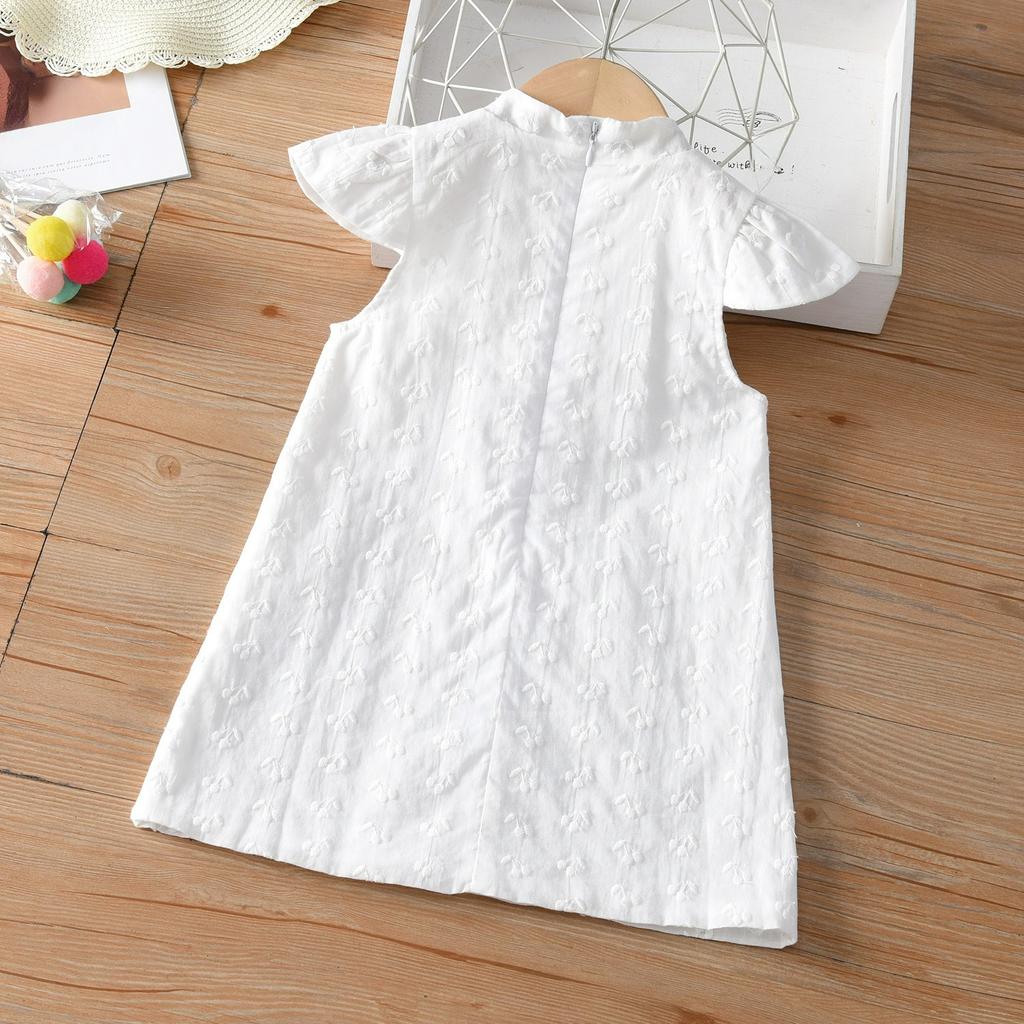 Girls' Chinese Style Dress, Summer Dress, Children's Sleeveless Disc Buckle Cheongsam, Embroidered Ancient Costume, Hanfu White Dress