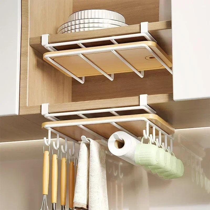 Multi-Functional Hanging Storage Rack for Pot Lids and Cutting Boards with Non-Punching Installation