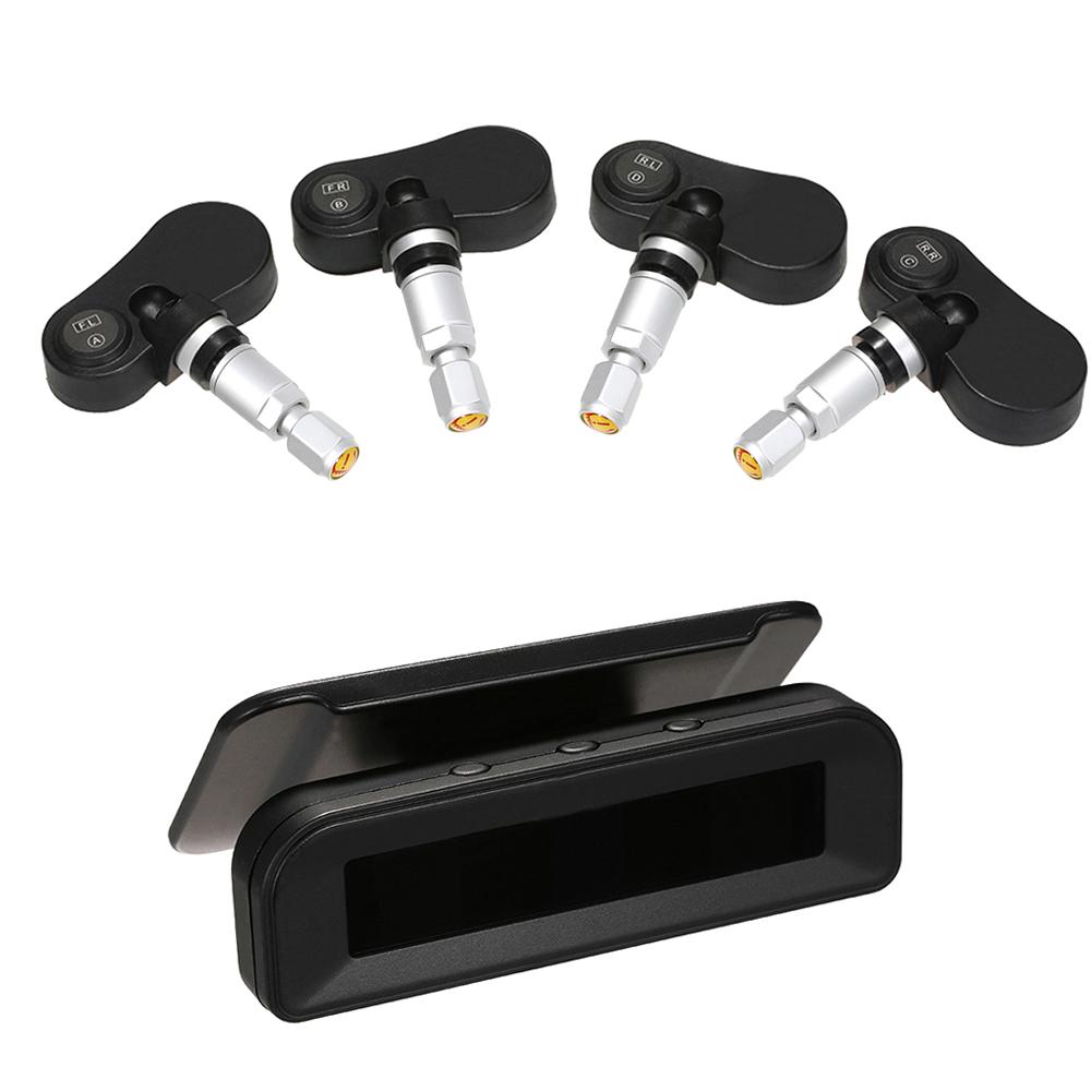 Tire Pressure Monitoring System Wireless Real time Solar Energy Clear LCD Display 4 Internal Sensors Alarm Function чёрный