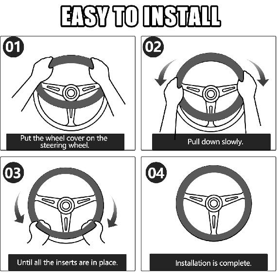 Wuyaoyao Fuzzy Car Steering Wheel Cover, 15'' Soft Auto Steering Wheel Protector For Warm Winter, Elastic Anti-Slip Fluffy Wheel Covers, Car