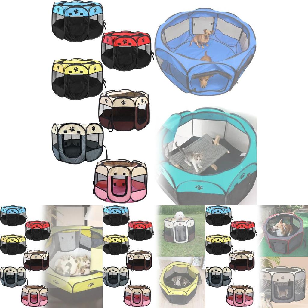 Pet Octagon Cage Tent With Collapsible Design For Cats And Dogs Storage Shelter