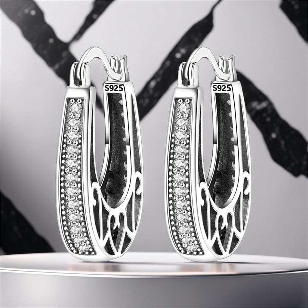 S925 Sterling Silver Retro Hollowed Out Patterned Earrings Hoop Earrings Women Jewelry Original Trendy Anniversary Gifts