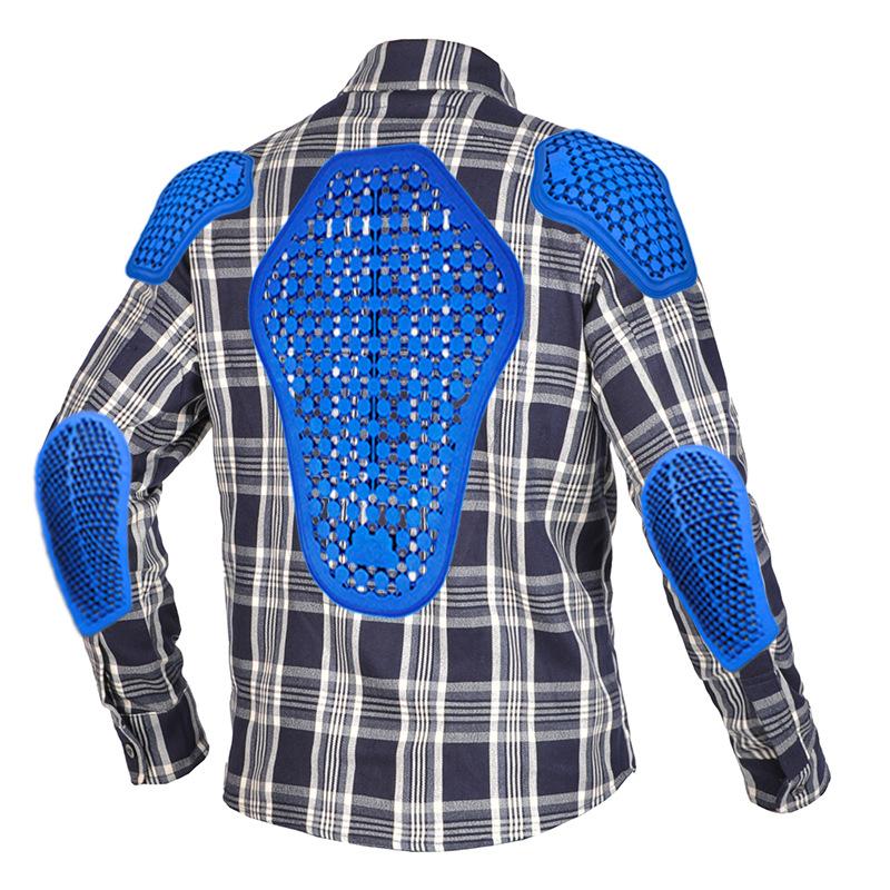 motorcycle Riding Suit Casual Retro Four Season Kevlar Motorcycle Checkered Shirt Anti Fall Assault Suit