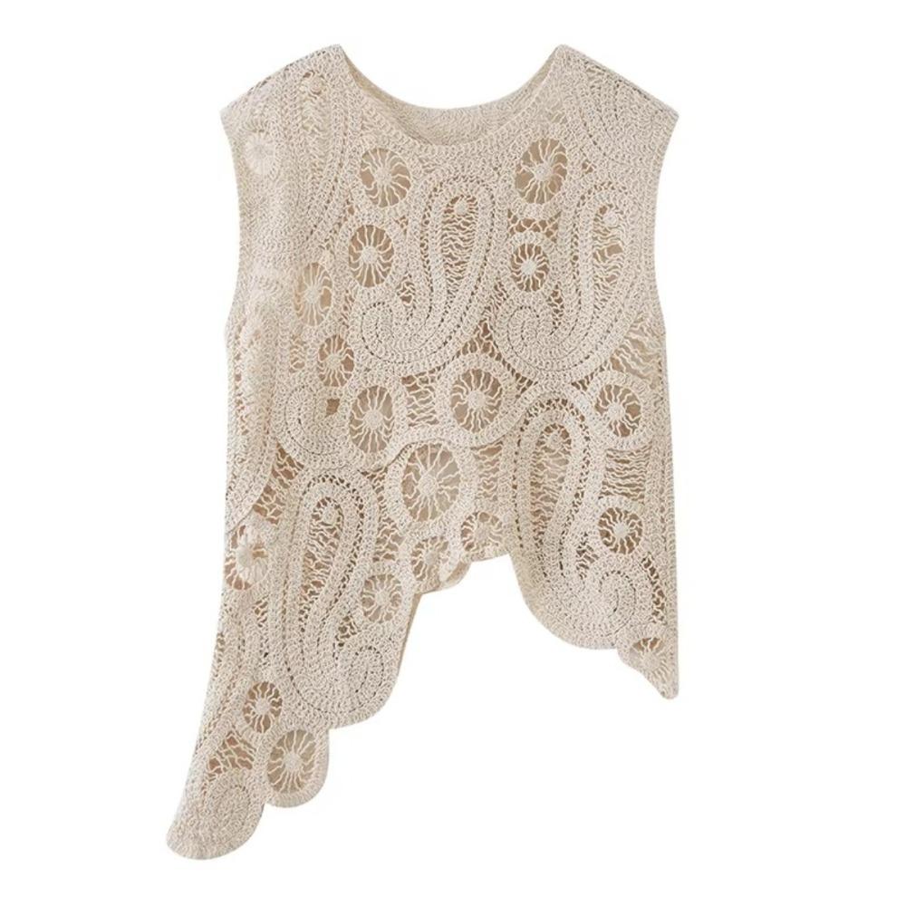 DIMANAF 2026 New Summer Women Vest T-Shirt Sleeveless Basic Fashion Tops Lace Tees Casual Loose Green Tees 255