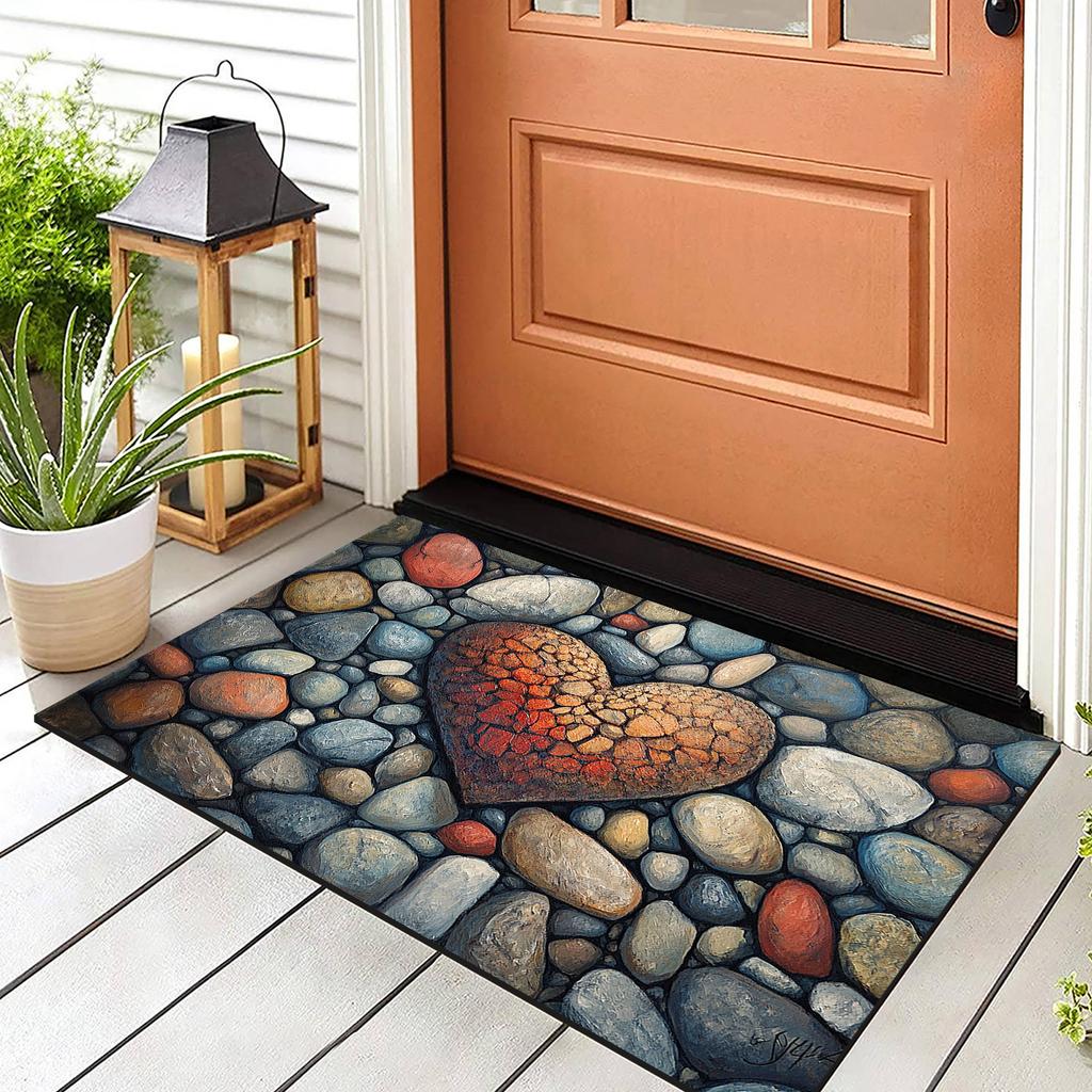 Valentine's Day Doormat Welcome Entrance Door Mat Outdoor Front Room Rugs Foot Mat Hallway Carpet Floor Bath Mats Washable