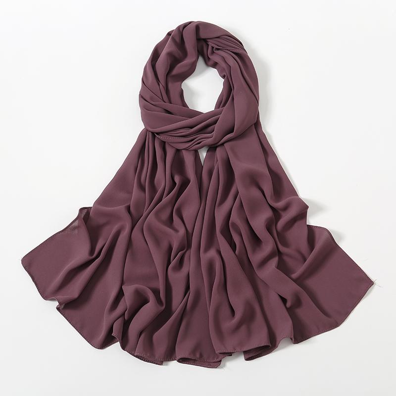 Women Heavy Chiffon Hijab Scarf Premium Chiffon Muslim Hijabs Plain Good Stitching Maxi Wrap Solid Color Musulman Femme Shawls