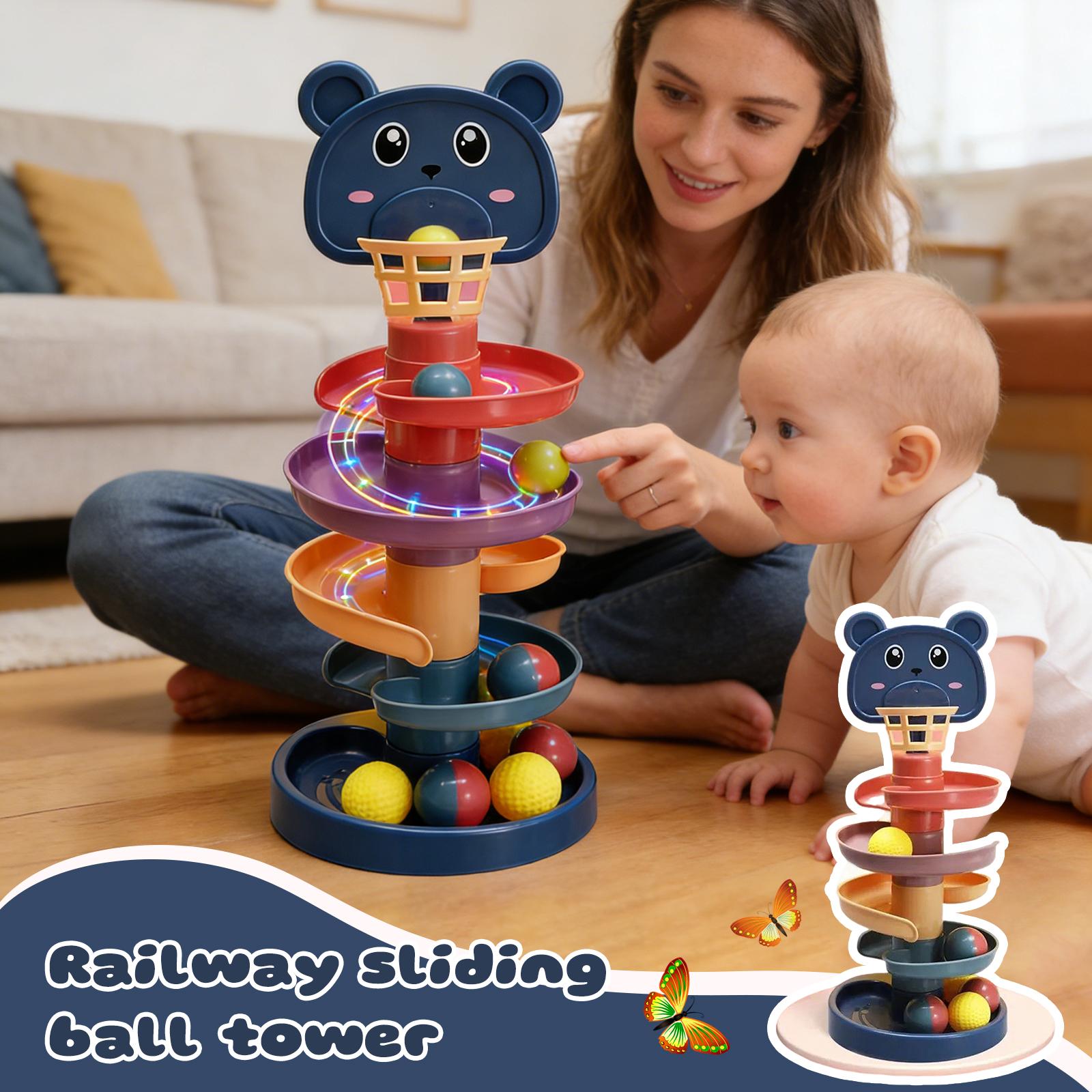 Баскетбольная Башня; Вращающаяся воронка; Детская развивающая дорожка-лабиринт; Детская развивающая игрушка-роллер с шариками для дошкольников от 1 года One Size