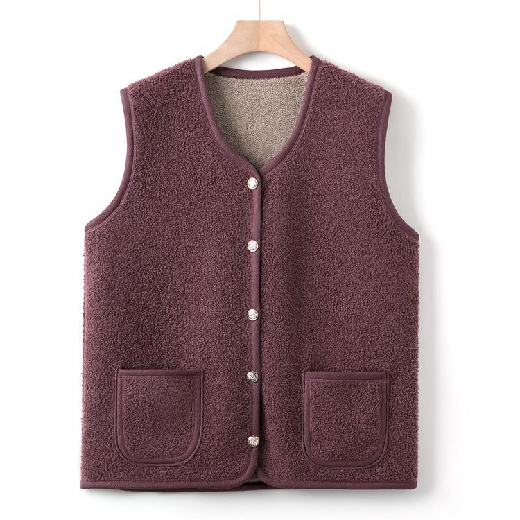 Autumn and Winter New Mother Clothing Casual Vest Middle-aged Women Versatile Velvet Vest Middle-aged and Elderly Grandma