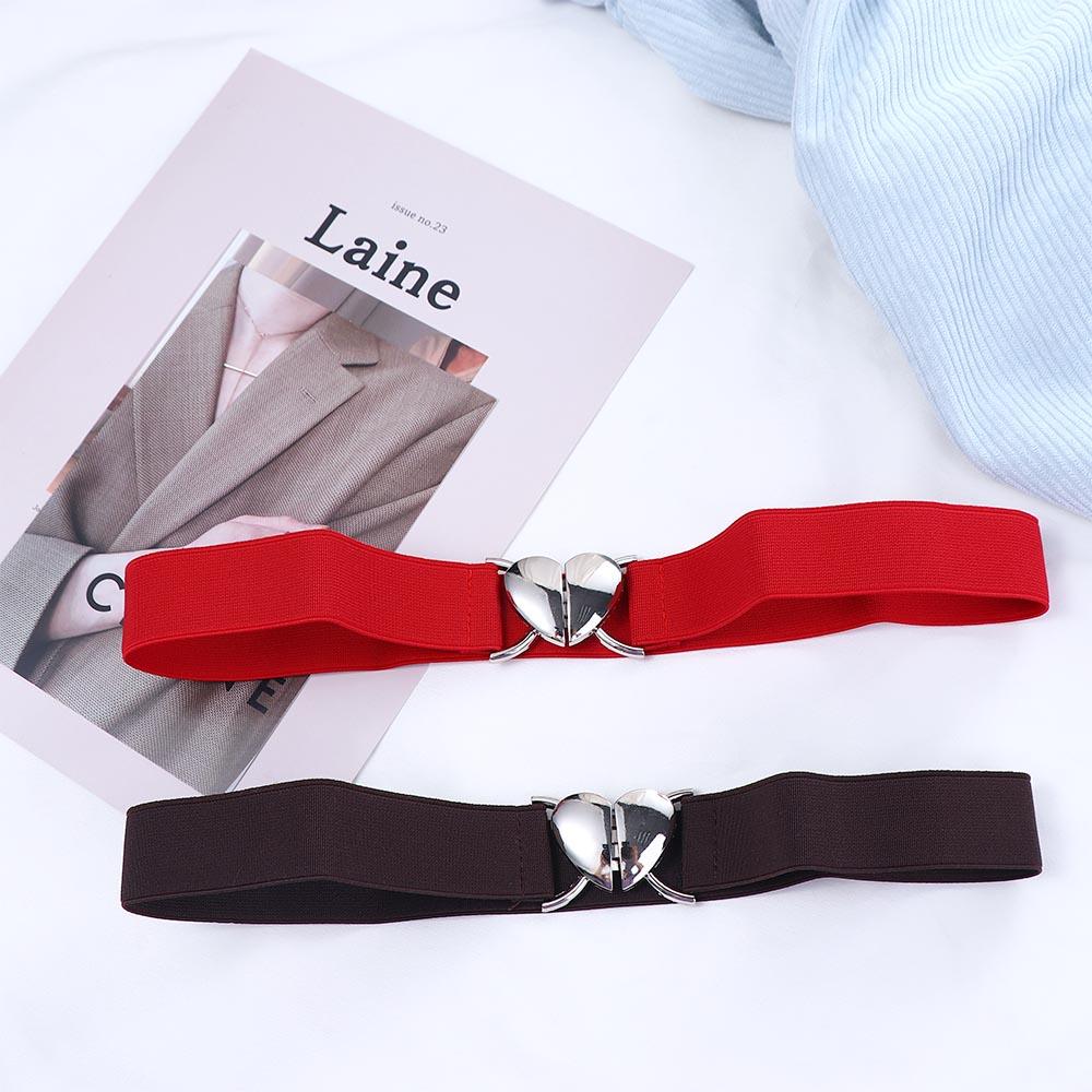 Metal High Quality Girl Love Heart Buckle Elastic Belts Thin Belts Waist Accessories Waistband