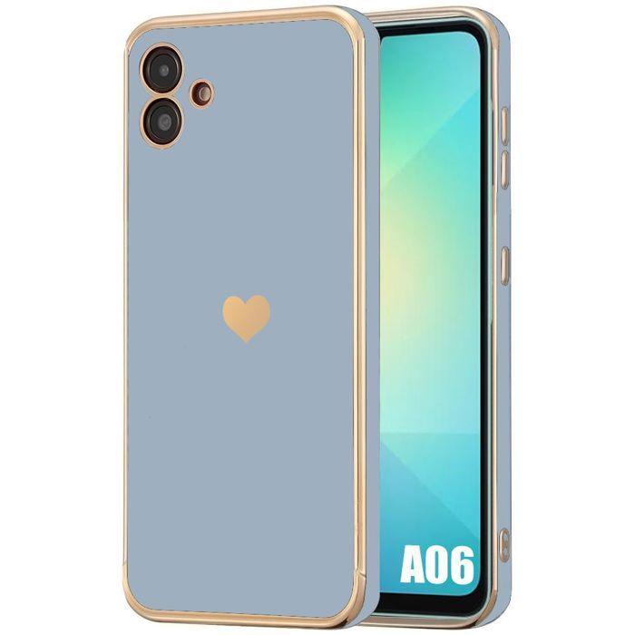 Coque pour Samsung Galaxy A06 - Silicone Cœur Protection Antichoc Souple Slim Bleu