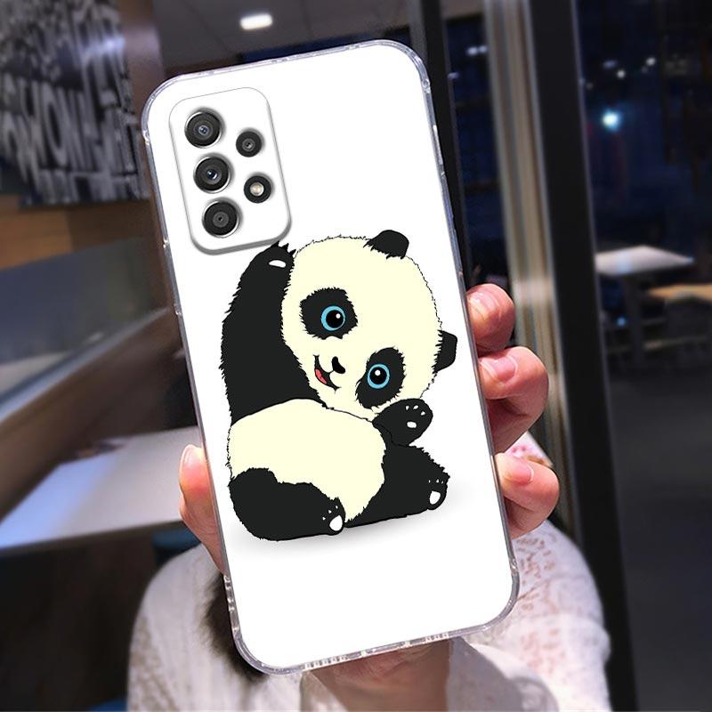 Čiré pouzdro Chinese Baby Panda pro Samsung Galaxy A52 A51 A53 A72 A71 A73 A32 A31 A33 A41 A22 A11 Měkká roztomilá pouzdra Kryt Lazy Bear