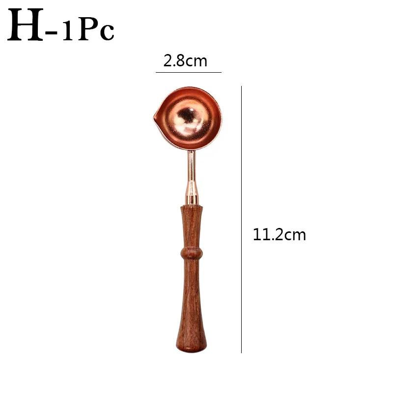 Siegelwachslöffel Hitzebeständiger Holzgriff Retro Wachsstempel-Löffel Feuermalfarbe Schmelzen Brennstempel Briefumschläge Karte Metallwerkzeug
