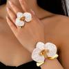 Metal Flower Bracelet Bohemian Open Floral Arm Cuff Vintage Flower Bracelet Ring Set  Women