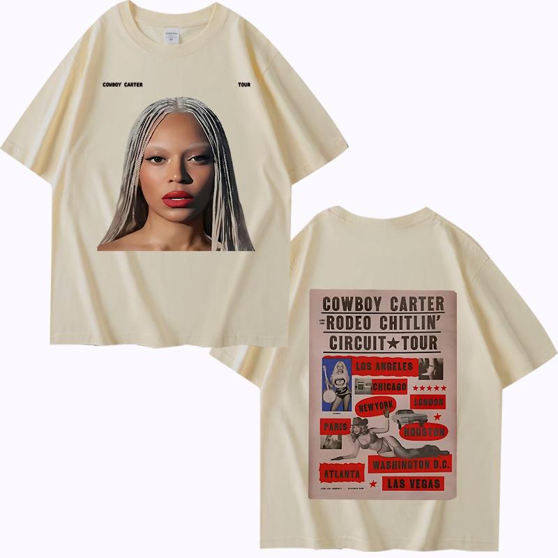 Beyoncé Cowboy Carter Tour 2025 TShirt Men Women Oversized 100% Cotton Hot Sale Short Sleeve Summer Print Unisex Plus Size Tops