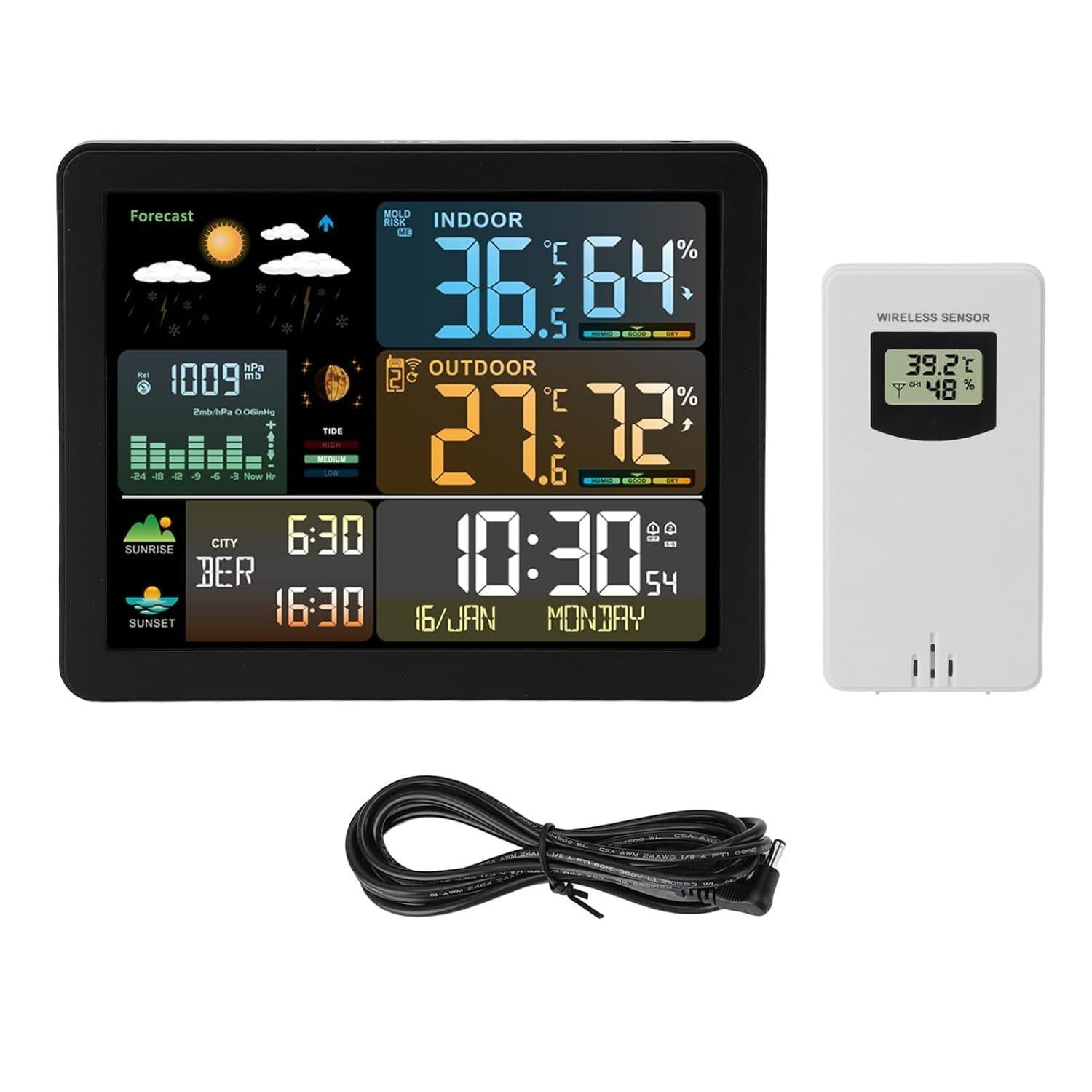 Weather Station Wireless Indoor Outdoor, Home Digital Weather Station with Temperature Humidity Monitor, Large Display Weather Forecast