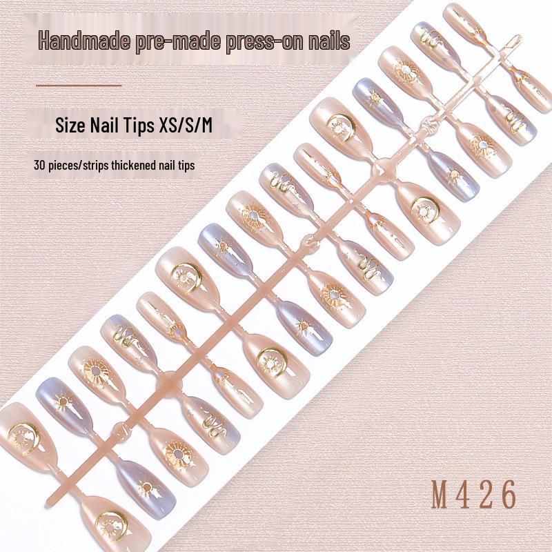 

High-End Starry Sky Baroque Cat Eye Almond Press-On Nails - 30-Piece Set
