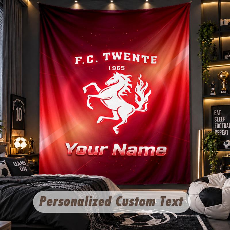 Wandteppich FC Twente Benutzerdefinierter Name Text Personalisierter Wandbehang Teppich Heimwanddekoration
