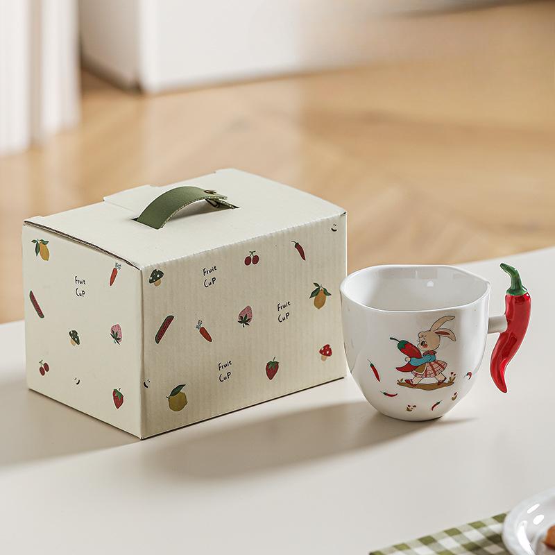 Gemüseserie Henkeltasse Keramiktasse Hochwertige Kaffeetasse Cartoon-Becher Schöne Tasse Süße Wassertasse