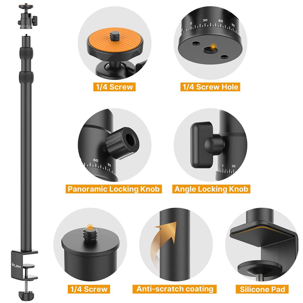 Ulanzi VIJIM LS03 Camera Desk Mount Stand with Ball Head and Phone Holder