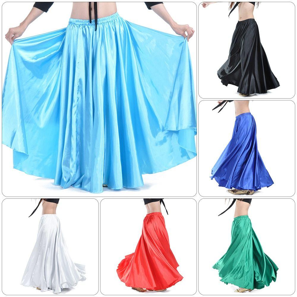 Fashion Sparkling Satin Satin Skirt Spanish Professional Belly Dance Skirt Show Costumes Large Swing Dancer Practice Wear Dance