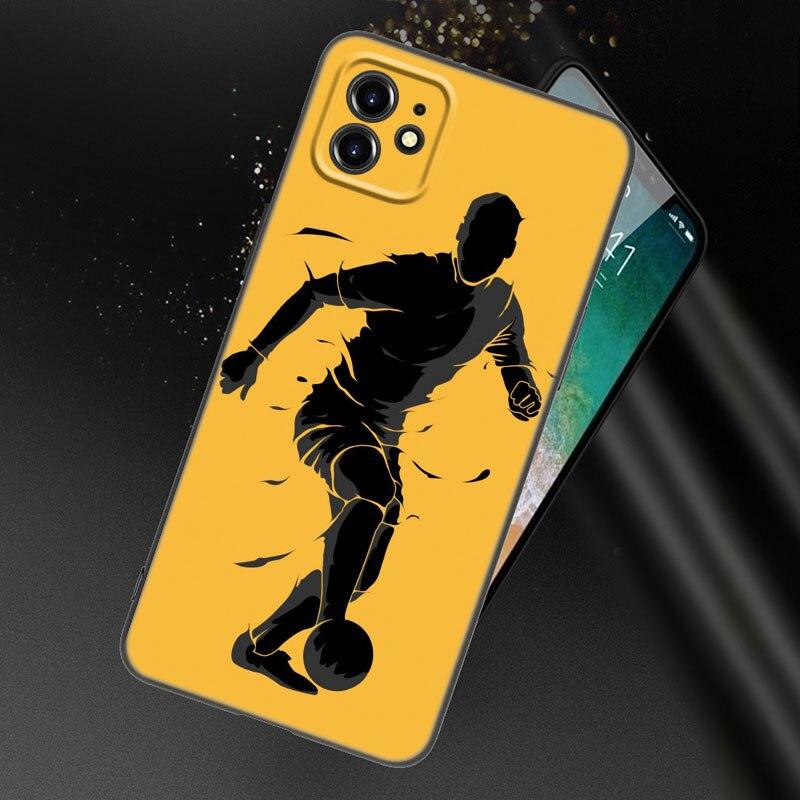Apple iPhone 13 12 Mini 11 Pro XS Max XR X 8 7 6S 6 Plus SE 2022 2020 5S 5 uchun Olov Futbol To'pi Futbol To'pi Telefon G'ilofi Qora Qopqoq
