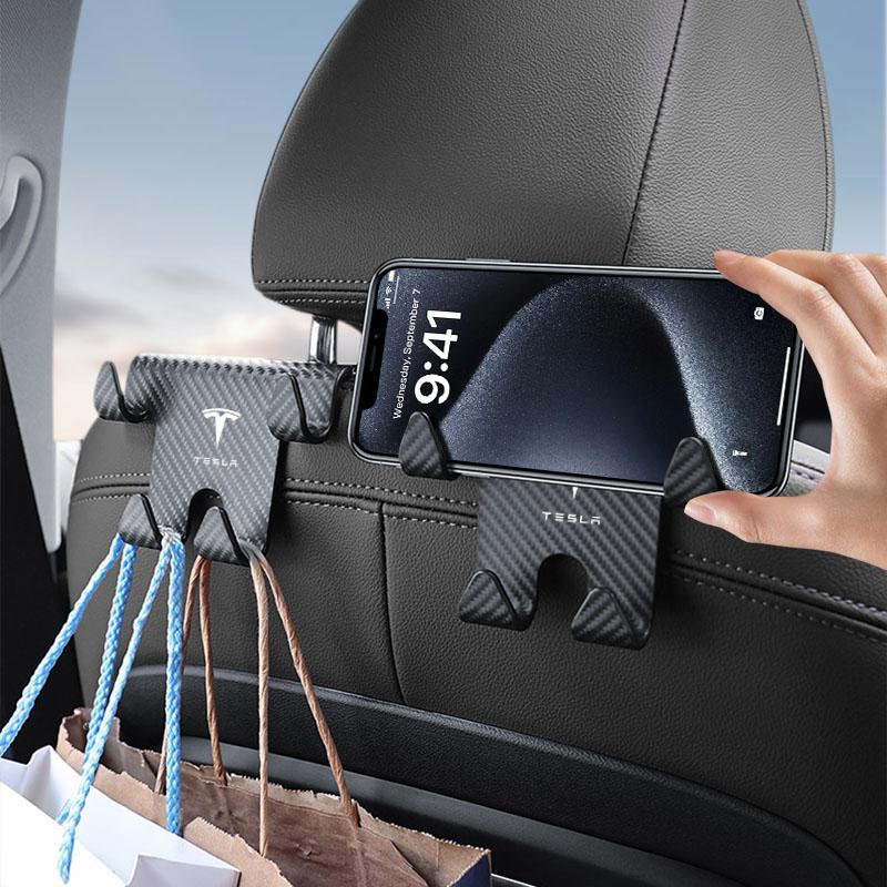 Car Seat Headrest Hook Universal Phone Holder Backseat Organizer For Tesla Model 3 Model X S 2016-2020 Decals TM3 TMX TMS Decal
