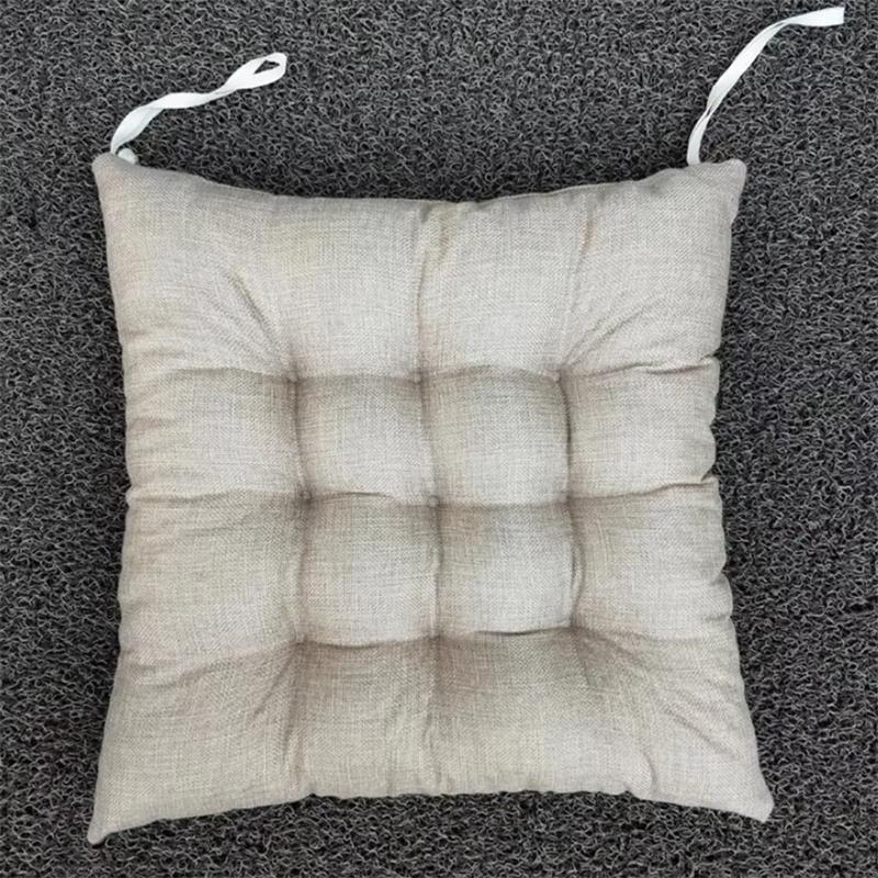 Linen-cotton Four-season Home Cushion Fashionable Solid Color Dining Chair Anti-slip Pad Office Comfortable Sedentary Stool Mat
