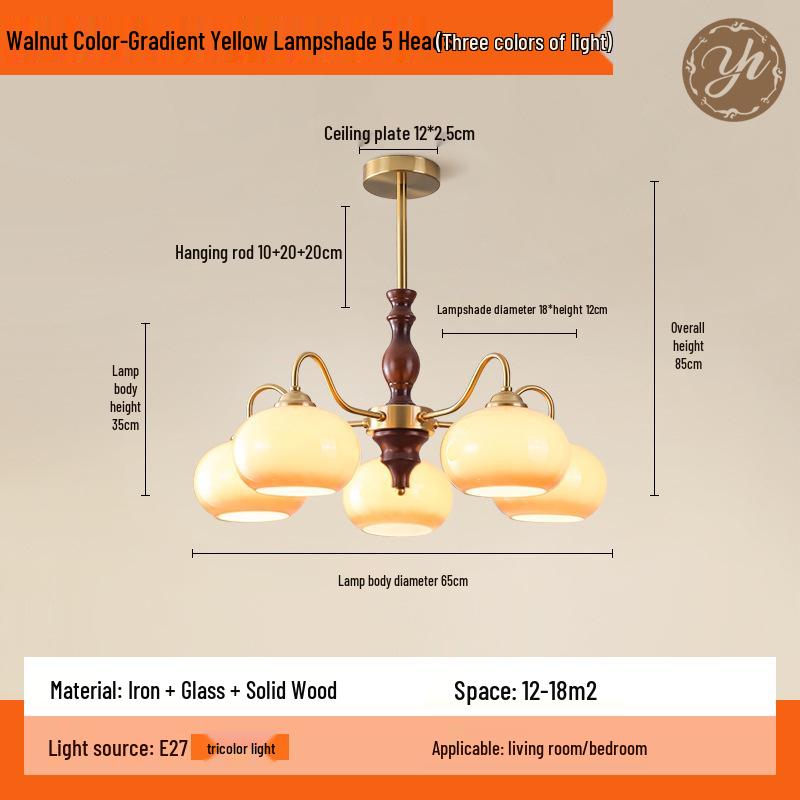 Wabi-Sabi Vintage Persimmon Pendant Light - Retro Solid Wood Eye-Protecting Fixture for Living Room, Study, Bedroom