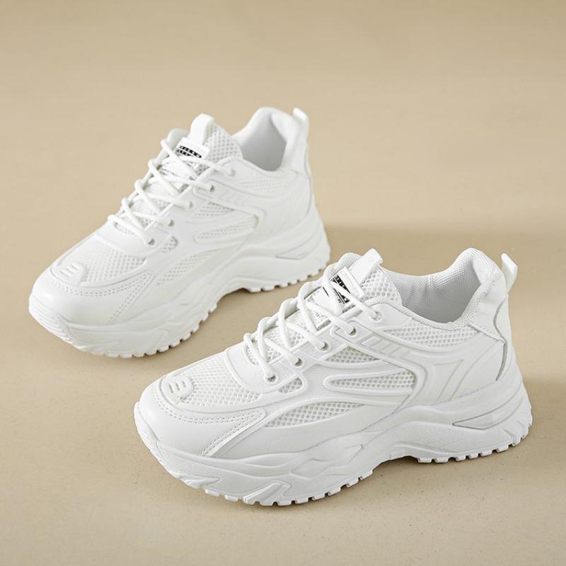 New Spring 2025 Fashionable Thick-soled Height-increasing Casual Single-shoe Mesh Lightweight Running Women's Shoes