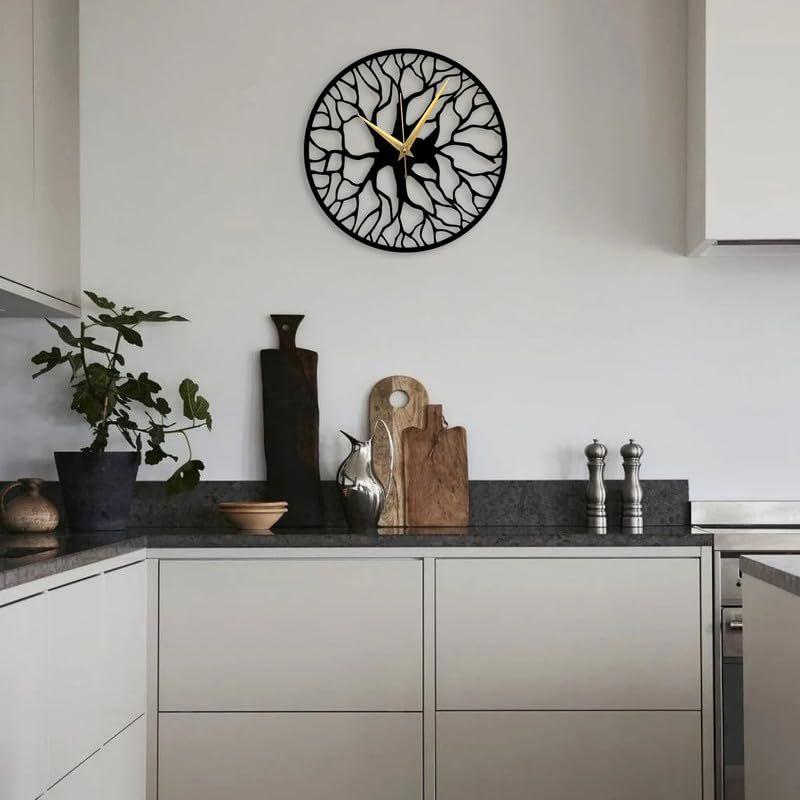 Metal Wall Clock for Living Room & Home Decor - Stylish Watch with Numbers - Large Size & Wall Ornament - Black