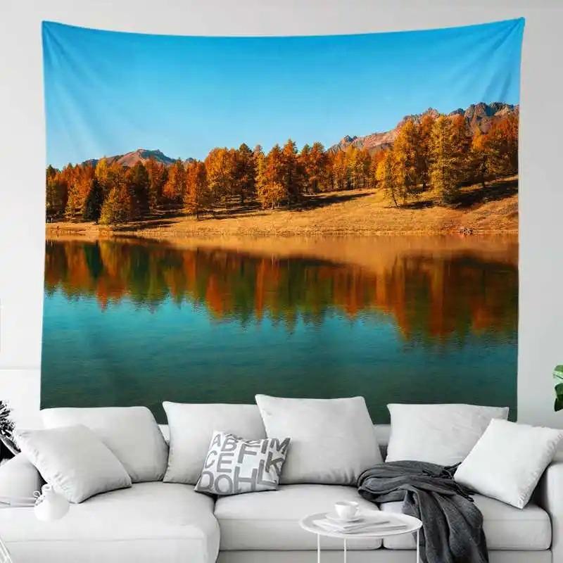 

Гобелен для гостиной в офисе Уникальный гобелен с пейзажным принтом для украшения стен дома 100x75cm