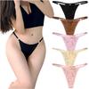 TUOTISI Sexy Glossy Satin Thongs with Side Women's Strings, Low-Rise G-Strings, Soft, Comfortable, Opaque, Elegant, 5-Pack (Size L)