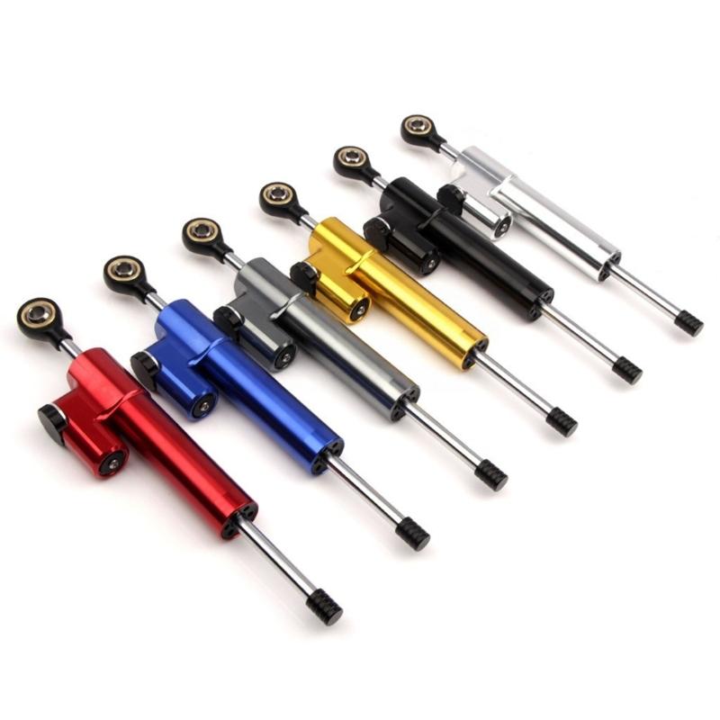 Machined Aluminum Motorcycle Steering Damper with Anodized Finish, Adjustment Knob and Shared Mounting Hardware